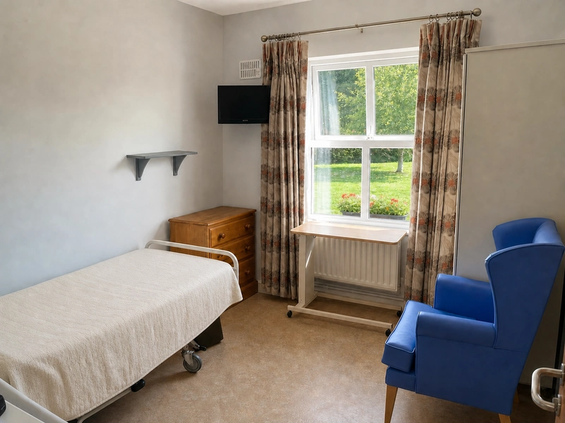 Single bedroom at Rivervale Nursing Home